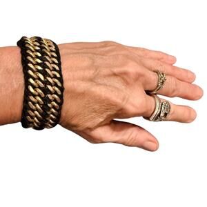 Chloe + Isabel Chunky Gold Curb Chain Woven Thread Bracelet